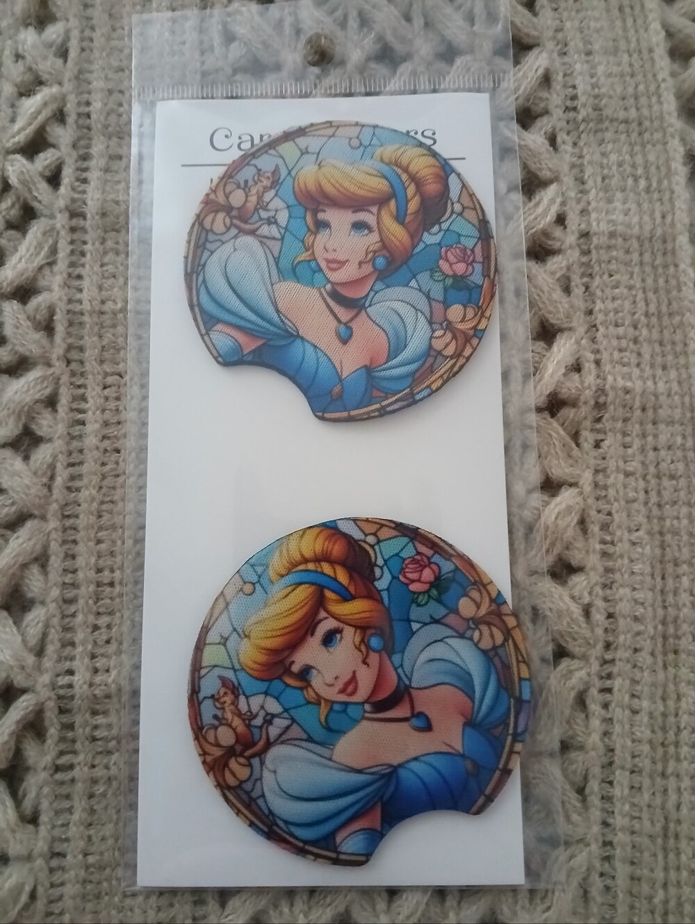 Cinderella Car Coasters Set - Blue Princess Design
